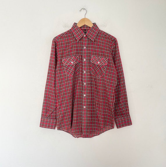 VTG 80s Deadstock YOUNGBLOODS Thin Plaid BUTTON_UP - image 1