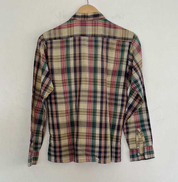 Vtg 50s Thin PLAID Montgomery Ward BUTTON-UP - image 7