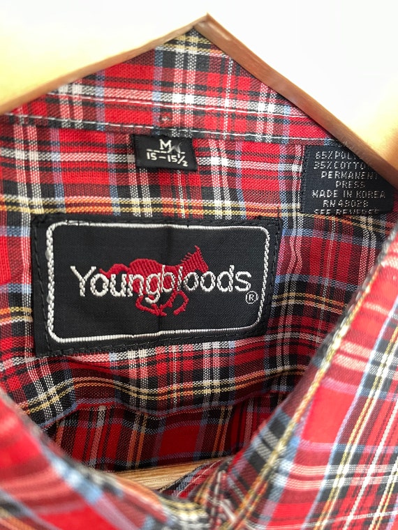 VTG 80s Deadstock YOUNGBLOODS Thin Plaid BUTTON_UP - image 4