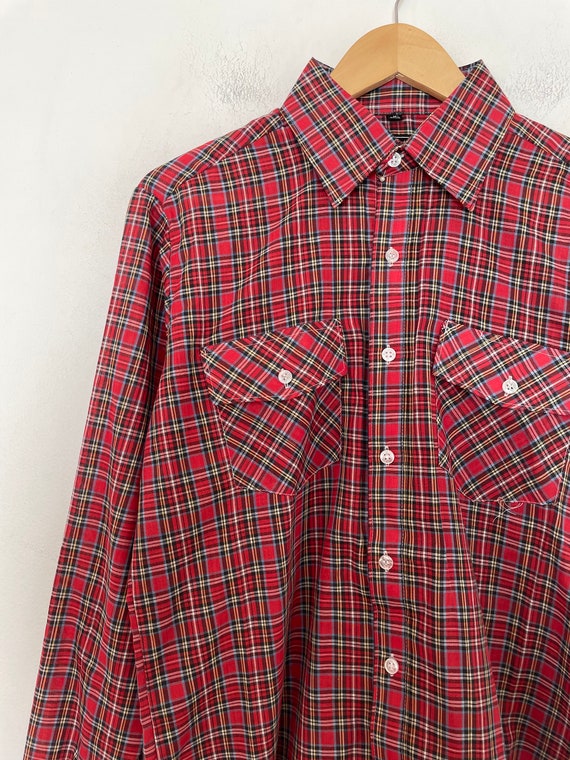 VTG 80s Deadstock YOUNGBLOODS Thin Plaid BUTTON_UP - image 2