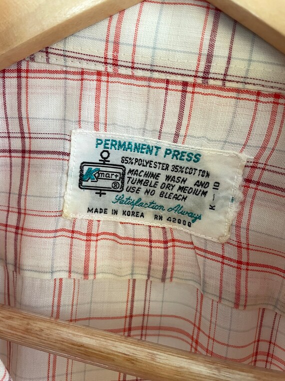 VTG 70s SUPER_THIN Plaid K_MART BUTTON-UP - image 8