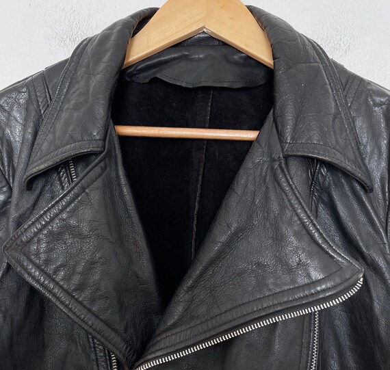 VTG 80s/90s Soft BLACK LEATHER BOMBER_JACKET - image 3