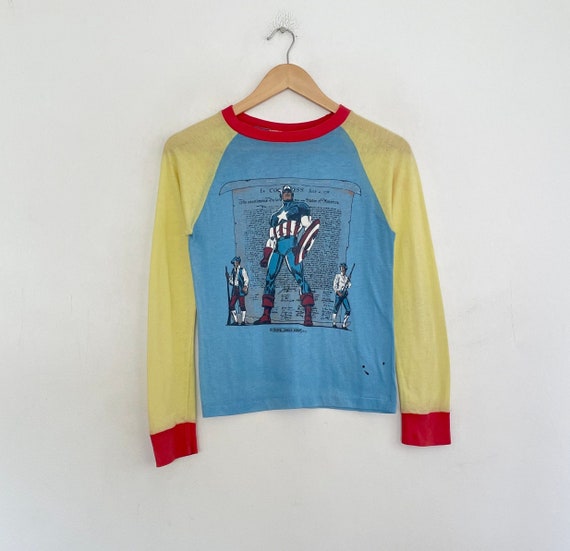 VTG 1975 CAPTAIN_AMERICA Raglan Ultra Thin TEE - image 1