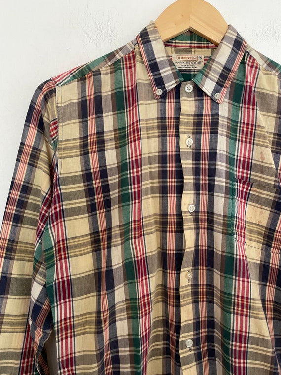 Vtg 50s Thin PLAID Montgomery Ward BUTTON-UP - image 3