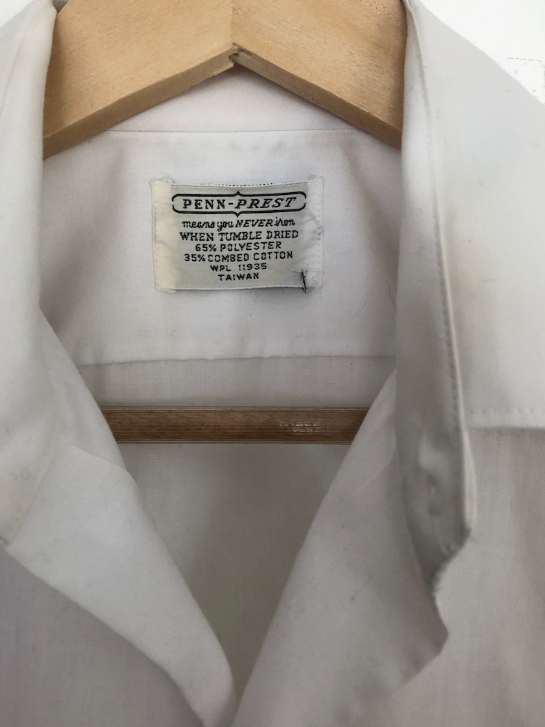 Vtg 70s Cropped PENN-PREST Button-upDress SHIRT M