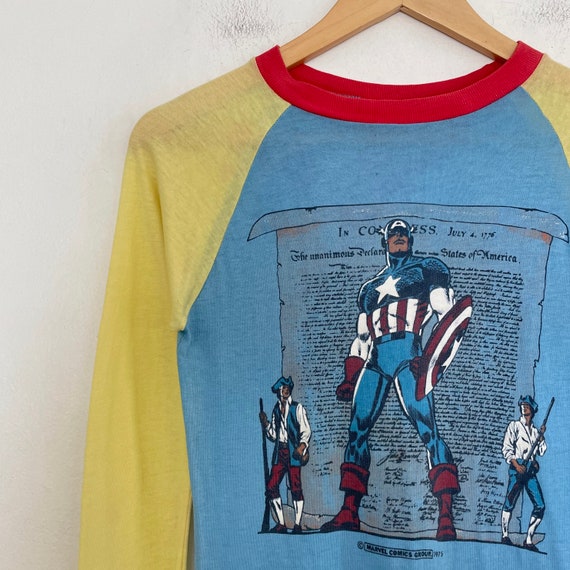 VTG 1975 CAPTAIN_AMERICA Raglan Ultra Thin TEE - image 2