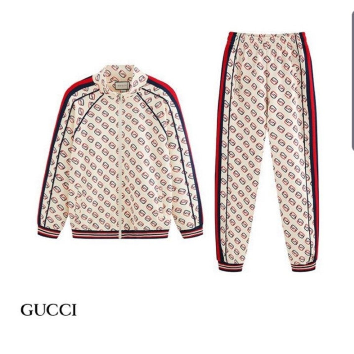 Unisex Gucci tracksuit 2 pieces Zipper Sweatshirt pants set | Etsy