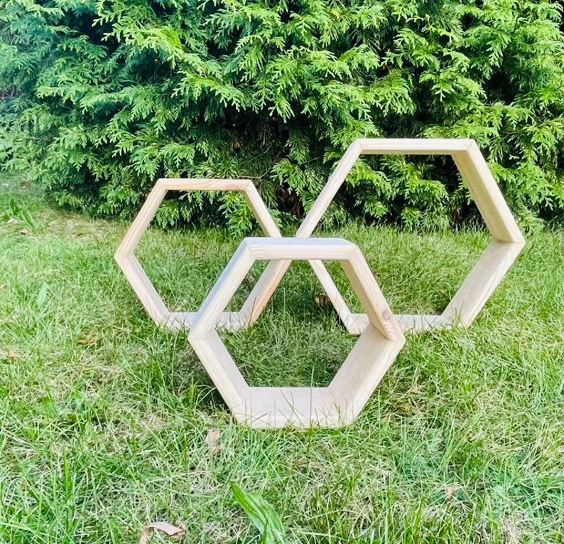 High Quality Wooden Hexagon Shelves Shelf Modern House Rustic Etsy