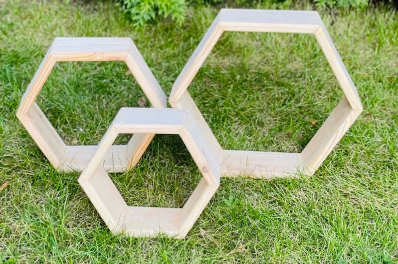 High Quality Wooden Hexagon Shelves Shelf Modern House Rustic Etsy