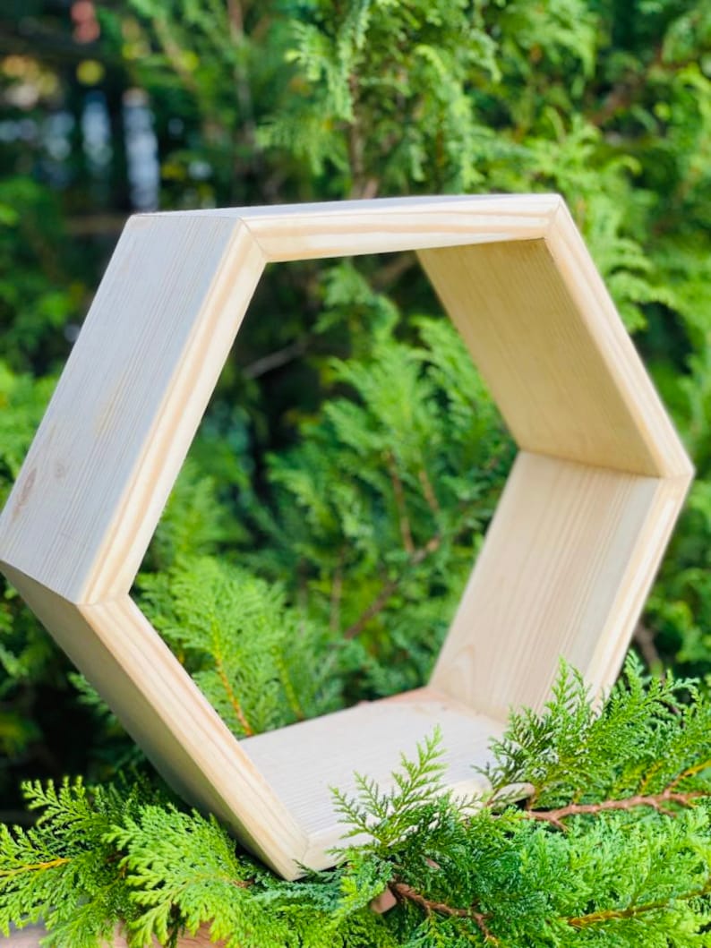 High Quality Wooden Hexagon Shelves Shelf Modern House Rustic Etsy
