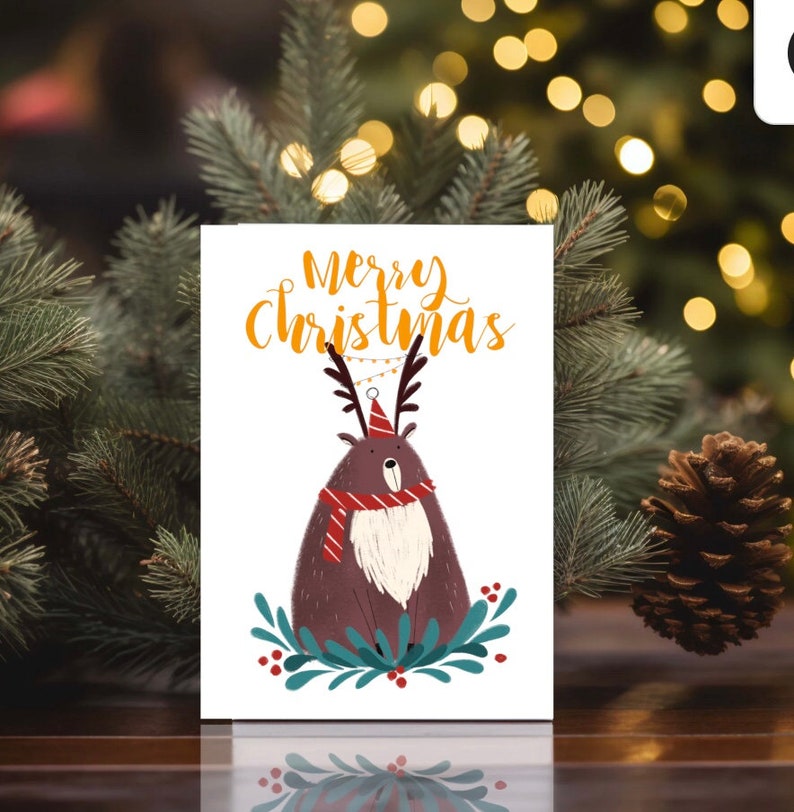 Printable Christmas Card 5x7 Instant Digital Download Christmas ...