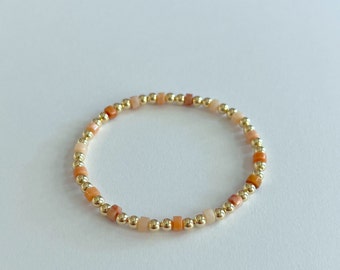 Roze aventurijnkralenarmband | Stapelarmband met 14k gold filled edelsteen