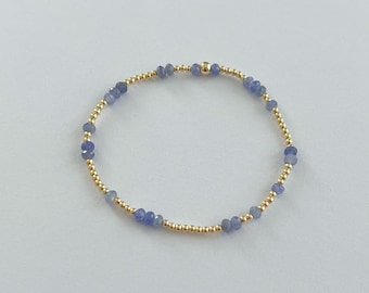 Gold Filled Tanzanite Beaded Bracelet | Delicate Gemstone Jewelry