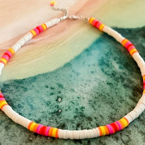 Summer Sunset Heishi Choker Necklace | Outer Banks Kiara Necklace | surf necklace | VSCO choker | Beach Choker Necklace | Trendy Choker