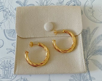 18k gold filled 27mm twisted hoop earrings | gold hoop earrings | gold filled hoops | twisted rope trend hoops | gold filled earrings