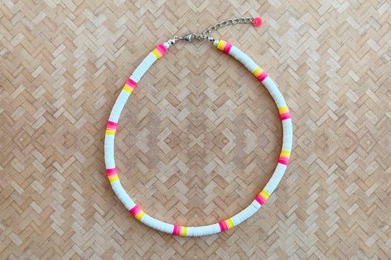 Sunset Heishi Bead Surf Necklace | Clay Polymer Beaded
