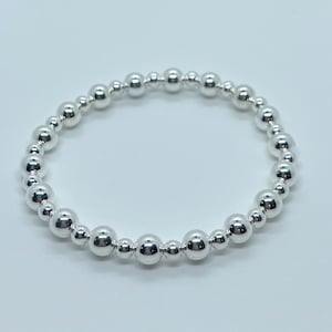925 Sterling Silver Beaded Stretch Bracelet | sterling silver elastic stacking bracelet | Minimalist silver jewelry | minimalist silver gift