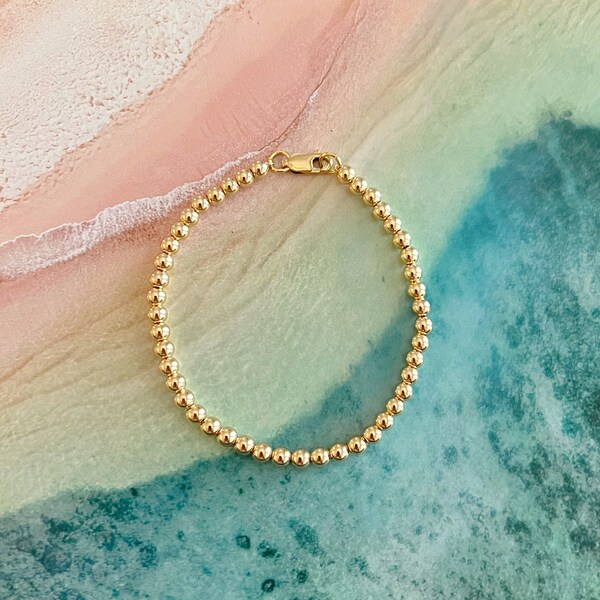 Gold Bead Bracelet Etsy
