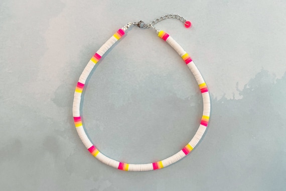 ★HAS★ HSU020 Summer beads necklace Sunset Heishi Bead Surf Necklace | Clay Polymer Beaded