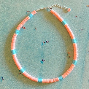 The Outer Shore Collection Boardwalk Cotton Candy Beaded Heishi Disk Bead Choker Necklace | Kiara Outer banks Surf Beach necklace