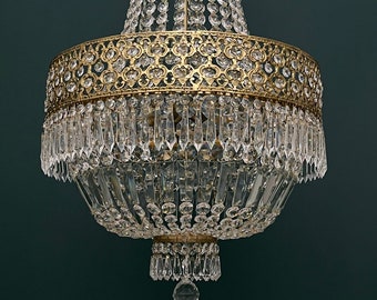 Replica Vintage Brass & Crystals  6 Lights HUGE French Empire Chandelier   Ceiling Lamp  1970’s USA Duty Free !!!