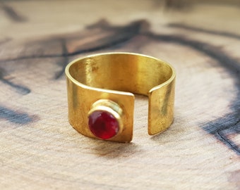 Handmade Brass Agate Stone Ring, Free Express Delivery Worldwide!