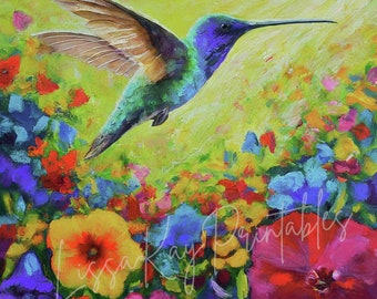 20+ Hummingbird Digital Art Prints (Square): Vibrant Nature-Inspired Wall Decor for Hummingbird and Bird Lovers | Hummingbird Art |