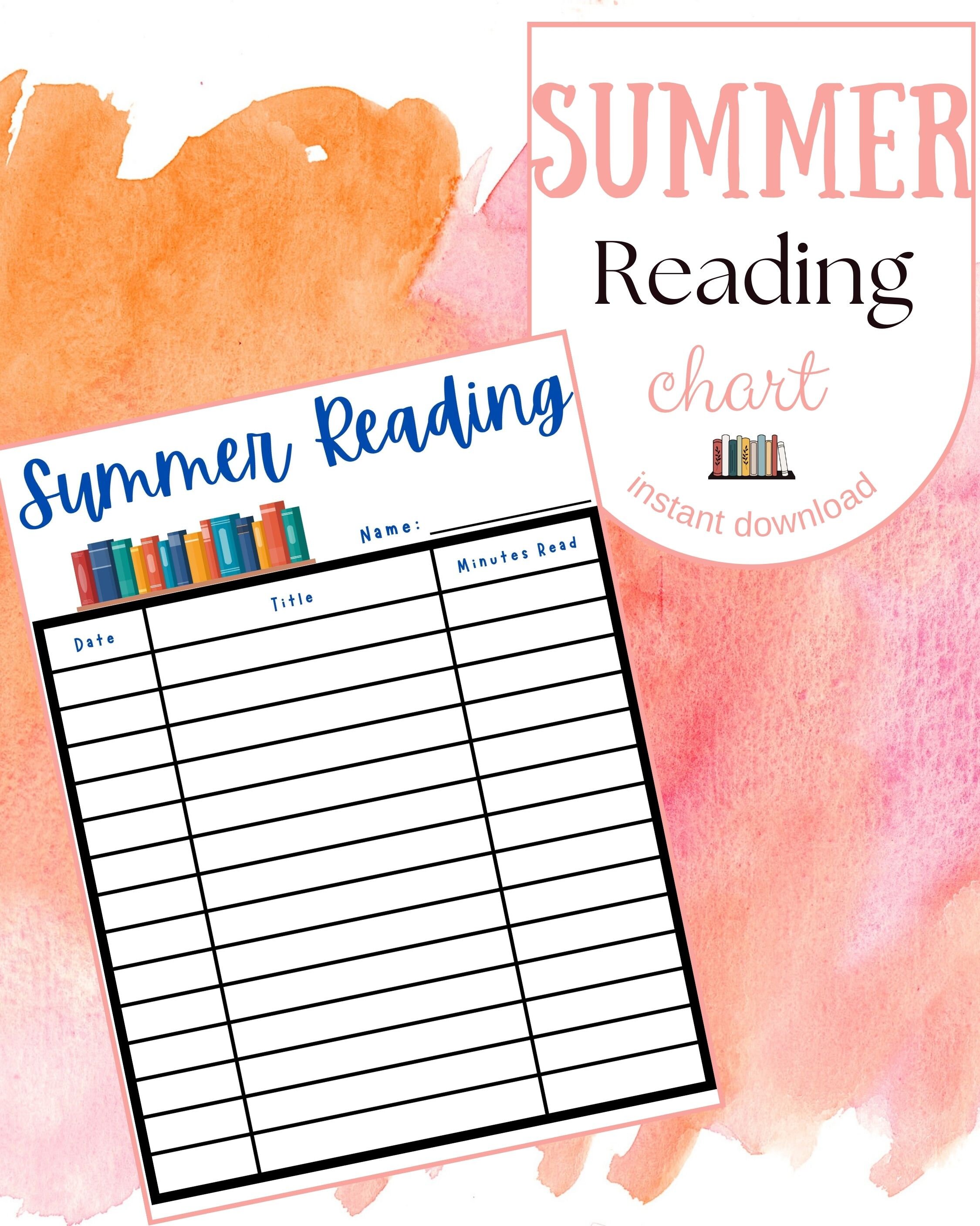 Summer Reading Chart Printable Kids Reading Tracker Book Log for Kids ...