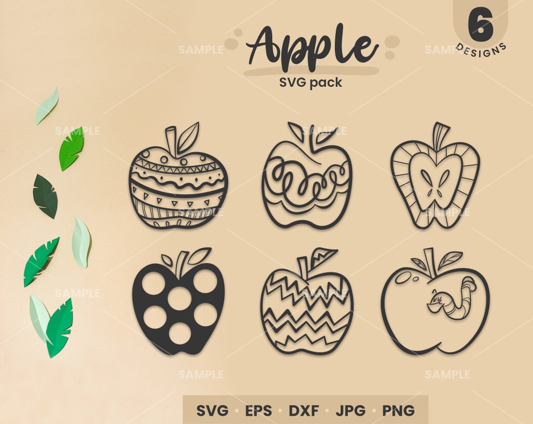 Apple SVG Pack 4 | Apple Svg Files for Cricut, Apple Designs Svg Cut ...
