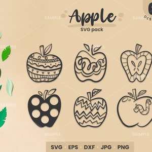 Apple SVG Pack 4 | Apple Svg Files for Cricut, Apple Designs Svg Cut ...
