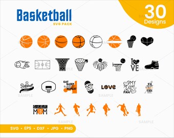 30 Basketball SVG Bundle | Basketball SVG Bundle, Vector Printable Clipart Cut Files, Basketball Silhouette Svg Clipart, Instant Download