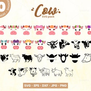30 Cow Svg Bundle | Cow Head Svg, Farm Svg, Heifer Svg, Cow Svg, Cow Cut File, Cow Cricut, Cow Silhouette, Cute Cow Svg, Instant Download