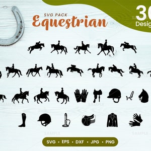 30 Equestrian SVG Bundle | Equestrian Svg, Equestrian Rider Svg, Equestrian Clipart, Horse Svg Bundle, Horse Silhouette, Horse Designs Svg