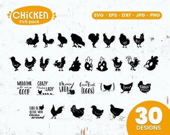 30 Chicken Svg Bundle | Chicken Mega Svg Bundle, Chicken Svg, Chicken Clipart, Chicken Svg Bundle Hand Drawn, Chicken Silhouette, Hen Svg