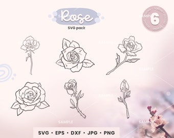 Róże SVG Pack 9 | Clipart róż svg, Pakiet róż svg, plik cięcia róż, kwiatowy svg, Pliki cięcia SVG, Wektor róży - Natychmiastowe pobieranie