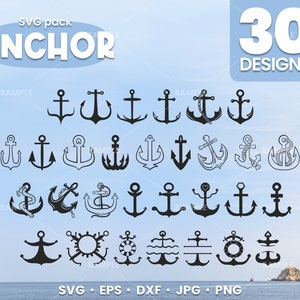 30 Anchor SVG | Nautical SVG, Anchor Clipart, Cut File for Cricut, Silhouette, Vector, Dxf, Png, Eps, Nautical Svg Bundle, Digital Download