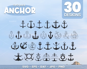 30 Anchor SVG | Nautical SVG, Anchor Clipart, Cut File for Cricut, Silhouette, Vector, Dxf, Png, Eps, Nautical Svg Bundle, Digital Download