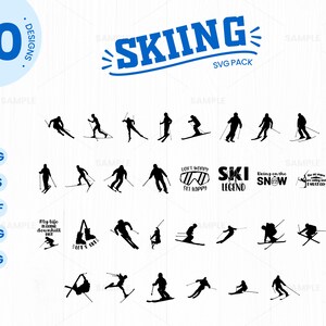 30 Skiing SVG Pack | Skiing Svg Filhouette, Skiing PNG, Skiing Vector, Skiing Clipart, Skiing Cricut, Winter Sports Bundle Svg, Winter Svg