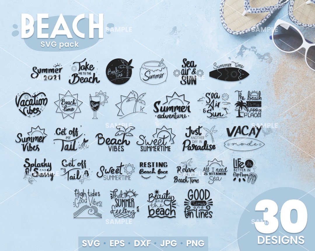 30 Beach SVG Bundle | Summer Bundle SVG, Summer Beach Quotes Big Bundle ...