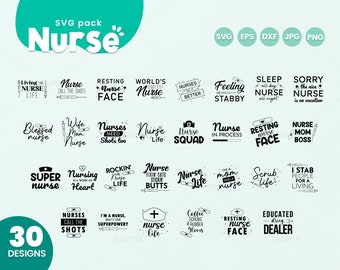 30 Nurse SVG Pack | Nurse Life Svg Bundle, Superhero Nurse, Nurse Saying Svg, Nurse Quotes Svg, Nursing Svg Png Files For Cricut