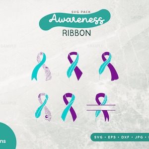 6 Awareness Ribbon SVG Pack | Suicide Awareness SVG, Suicide Loss svg, Suicide Loss Ribbon, Suicide Prevention SVG, Suicide Loss awareness
