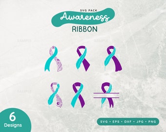 6 Awareness Ribbon SVG Pack | Suicide Awareness SVG, Suicide Loss svg, Suicide Loss Ribbon, Suicide Prevention SVG, Suicide Loss awareness