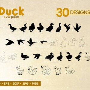 30 Duck SVG Bundle | Animal Svg, Duck Silhouette, SVG Cut Files, Duck Bundle SVG, Duck Clipart, Duck Cut File, Duck Vector, Instant Download