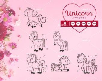 Unicorn SVG Pack 5 | Unicorn Svg, Unicorn Clip Art, Cute Unicorn SVG, Cricut, Silhouette Cut File