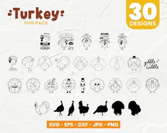 30 Turquía Svg Bundle / Turquía Svg Cut File, Svg Cut File Turkey Dxf Cricut Svg, Silhouette Svg, Digital File, Cricut Svg, Instant Download