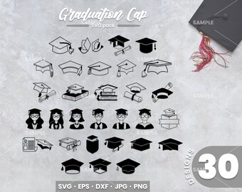 30 Graduation Cap SVG Bundle |  Senior, Graduation Svg, Graduation Cap Cut File, Graduation Cap Cutting File, Graduation Hat Svg, JPG, PNG