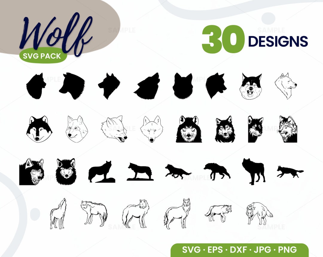30 Wolf SVG Bundle | Wolf Heads Svg, Wolf Pack Svg, Wolf Svg, Wolf ...