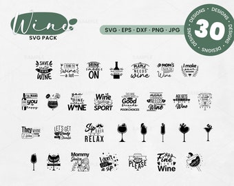 30 Wine SVG Bundle | Wine Glass Svg, Wine Svg Bundle, Wine Decal, Wine Sayings, Wine Glass Svg,Wine Svg, Liquid Therapy Svg,Wine Sayings Svg