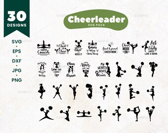 30 Cheerleader SVG Pack | Cheer Cut file Bundle, Cheer SVG, Cheerleading Svg, Cheer Shirt Svg Girls, Cheer SVG File Instant Download