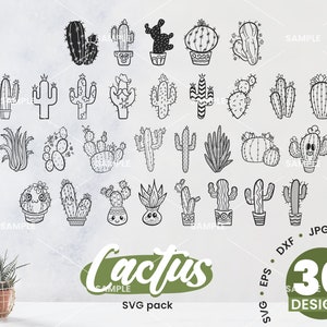 30 cactus SVG Bundle / Cactus Svg archivos para cricut, suculento svg, plant svg, Cactus Clipart Collection, Desert Plant, Cactus, Png Design
